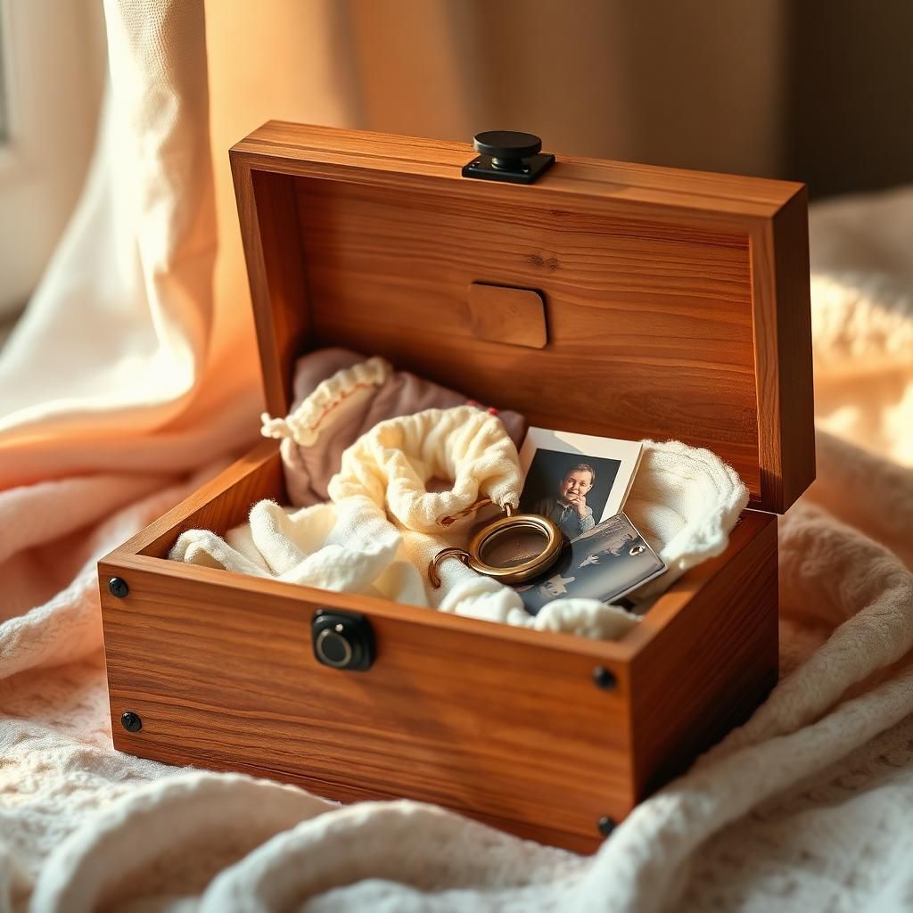 Erinnerungsbox mit den ersten Andenken eines Babys