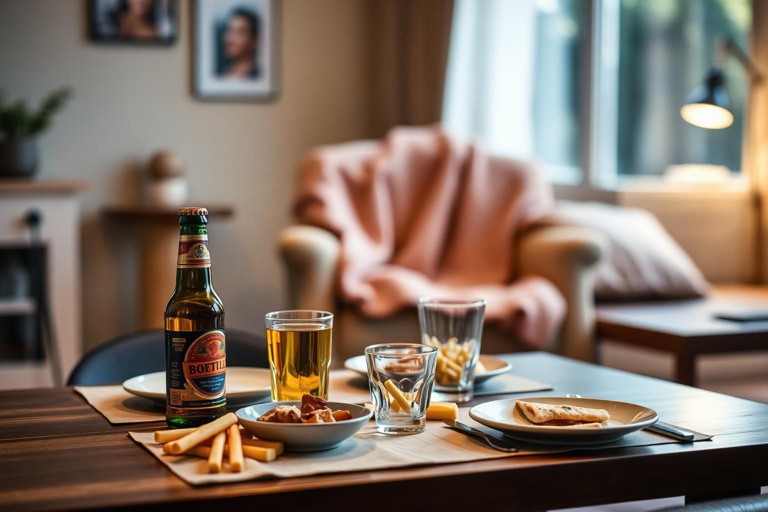 Gedeckter Tisch für ein Babypinkeln zu Hause