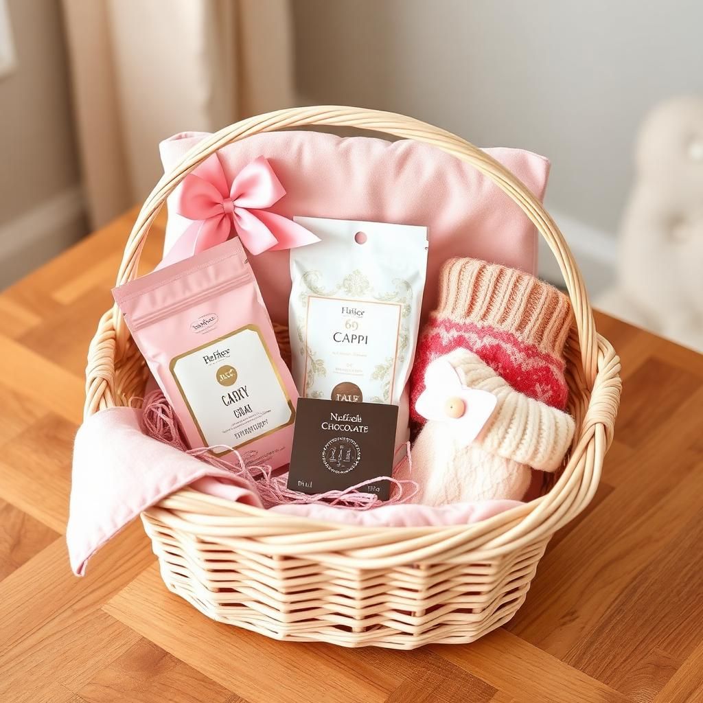Selbst zusammengestellte Geschenkbox für eine Schwangere